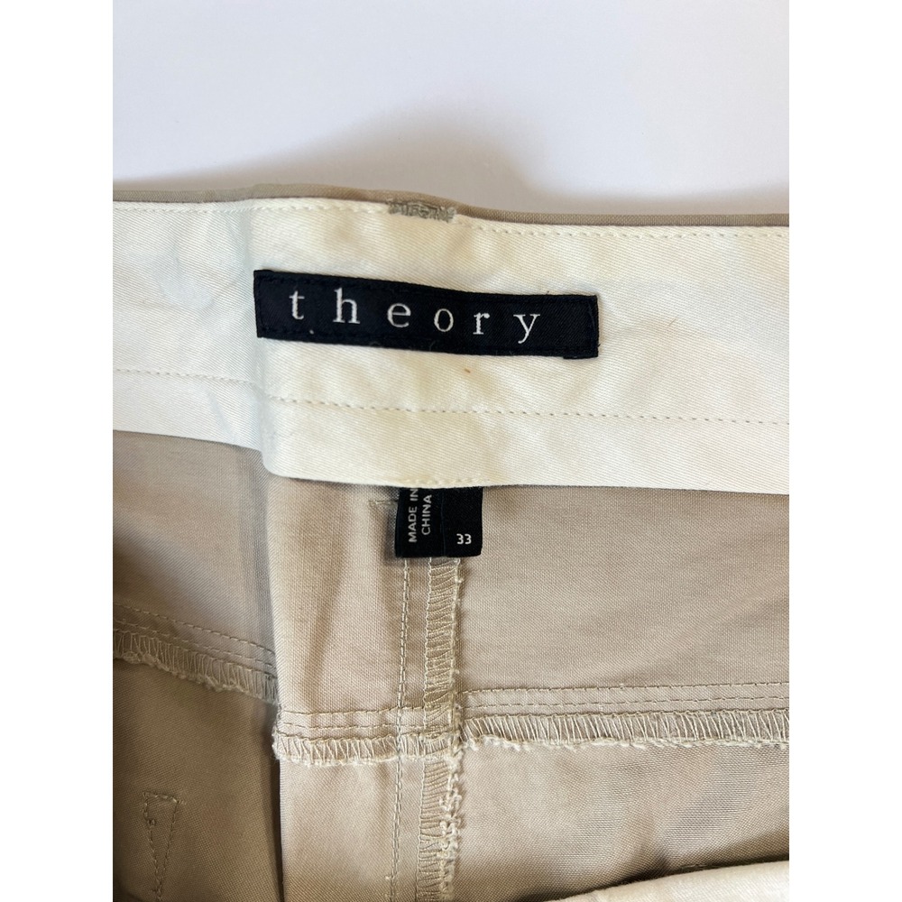 Theory Craven Forte Men Tan Khaki Chino Pants Straight Leg Cotton 33 - Picture 3 of 12